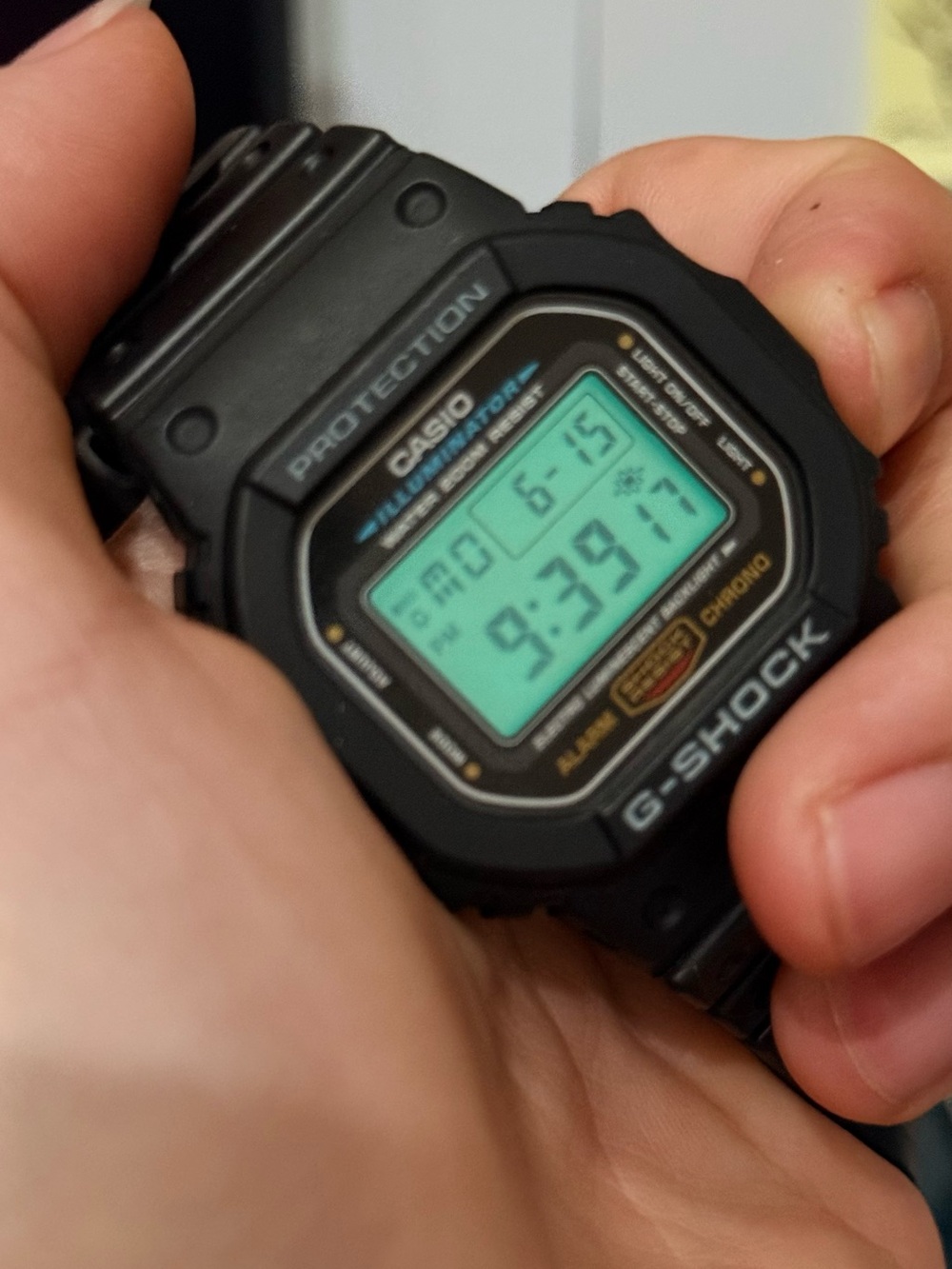 Casio G-Shock Digital Watch — Black with Green Backlight
